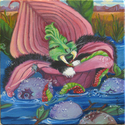 Katagator Lounging In An Orchiberry Boat