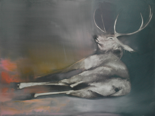 Painting-Oil-Lift its head to the blows of the rain