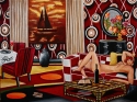 Her Ship in The Night, figurative, nude oil painting,interiors, by k Madison Moore