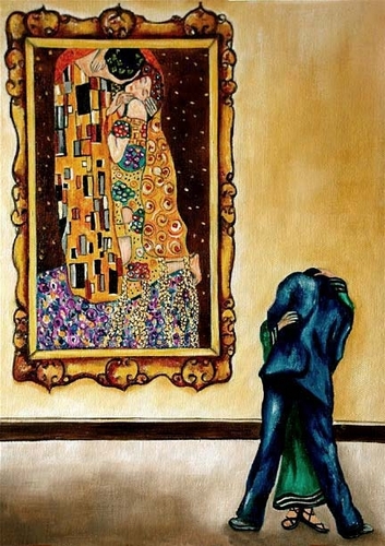 Painting-Oil-The Kiss Exhibit _ Inspired by Gustav Klimt