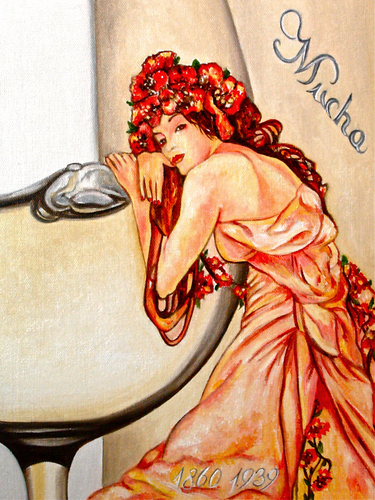 Painting-Mucha Wine Label