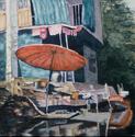 Painting--Watercolor-CityscapeThe Red Umbrella