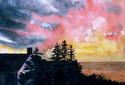Painting--Watercolor-LandscapeSundown Monhegan