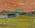 Painting--EncausticRed Sky Barns