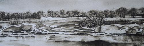 Painting-Seascape-Sapowet Ice Sepia