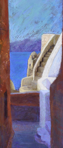 Painting-Seascape-Santorini Domes