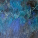 Mixed Media, Acrylic, Crackle Paste, Blue, Black, Abstract - Abstract Painting