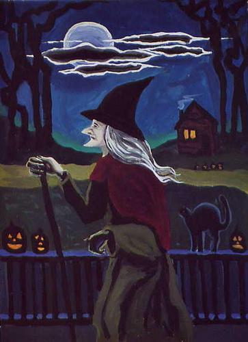 Painting-Figurative-Witch on a walk