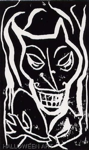 Print Making-Figurative-Devil with Pitchfork