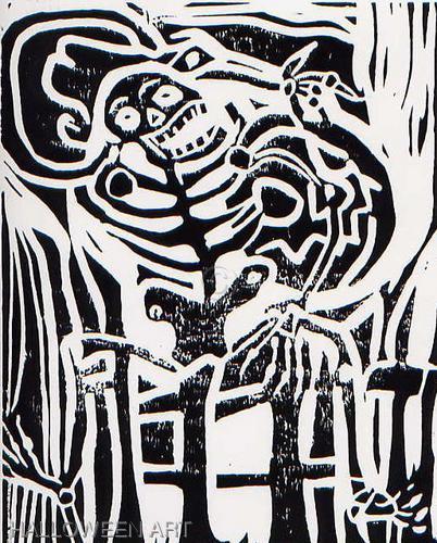 Print Making-Figurative-Skeleton Pirate
