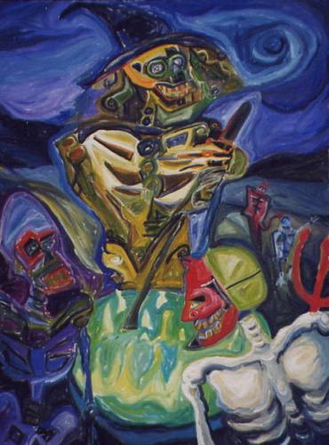 Painting-Figurative-Skeleton Witch