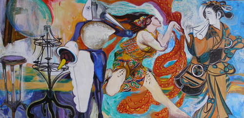 Painting-Figurative-Bell Bottom Bacchante
