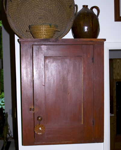 19th Century Red-Painted Hanging Cupboard SOLD