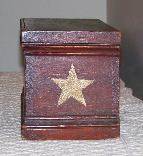 Red Painted Box with Star - Side View