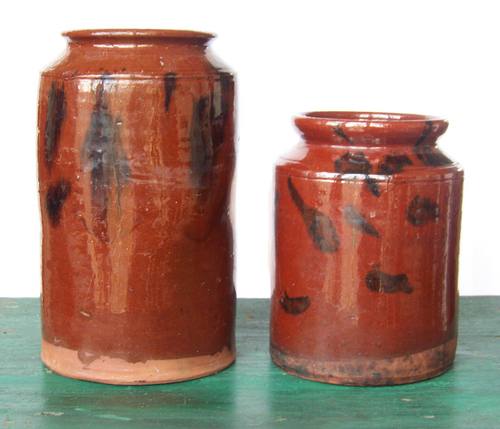 Tall Redware Jars
