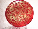 Fused Glass Holiday Plate Red w/22K Gold Leaf