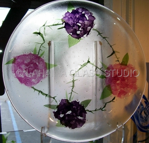 Fused Glass,  Rose Plate