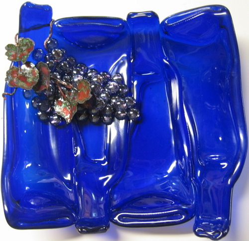 Fused Glass Wine Bottle Dish