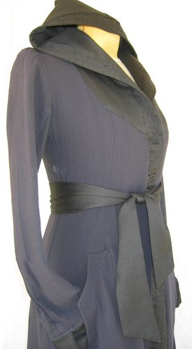 Sculpture-Figurative-Wool Silk Blend Hooded Coat