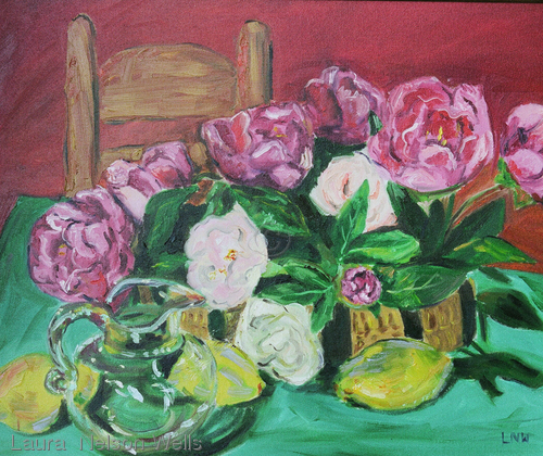 Painting-Oil-Peonies and Lemons
