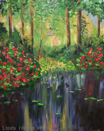 Painting-Oil-Azaleas at the Pond