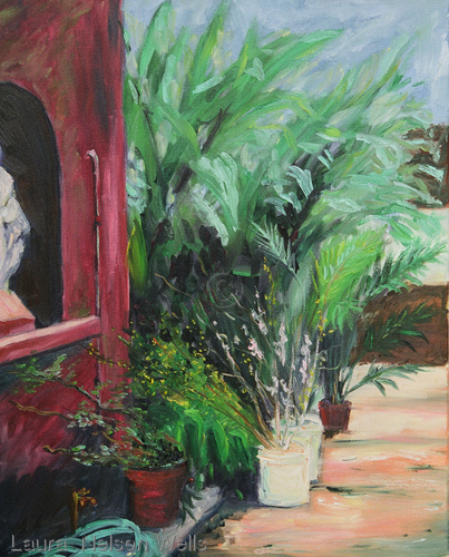 Painting-Oil-Florist Courtyard