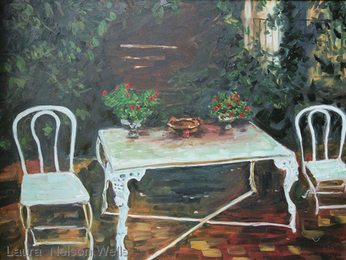 Painting-Oil-courtyard Table