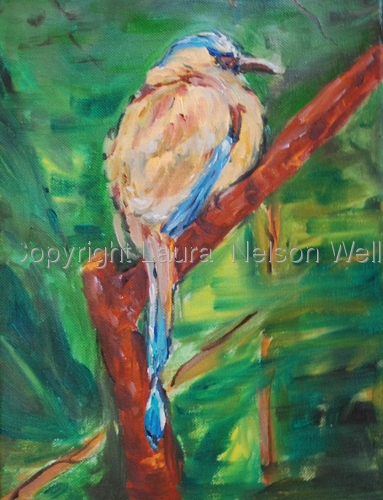 Painting-Oil-shy bird