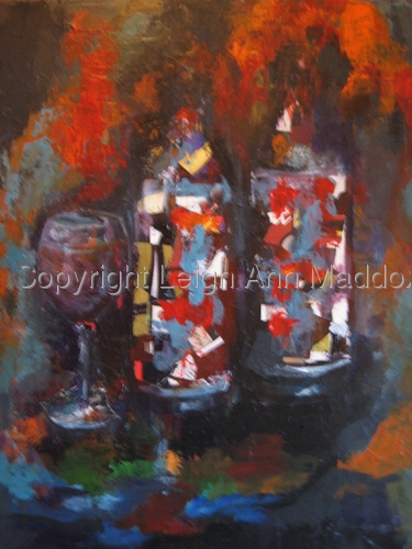 Painting-Still Life-Wine Bottle Collage