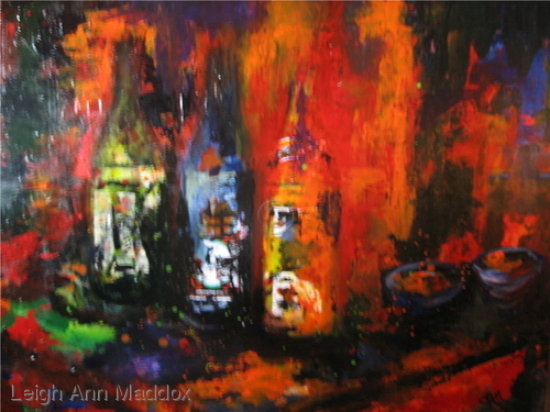 Painting-Still Life-Sake Bottles