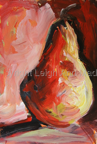Painting-Still Life-Funky Fruit series-Pear #1