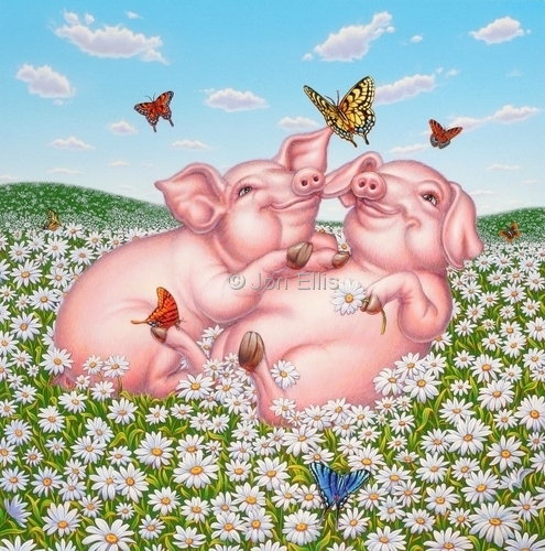 Painting-Playful Pigs