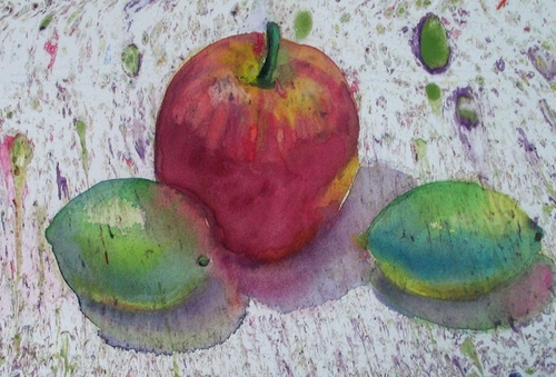 Painting-Still Life-Apple and Limes