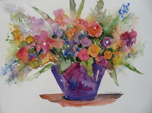 Painting-Floral-Blue Violet Flower Spray