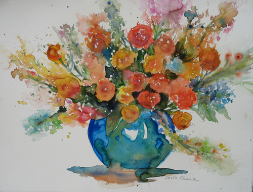 Painting-Floral-Orange Flower Spray