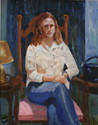 Woman with Blue Purse