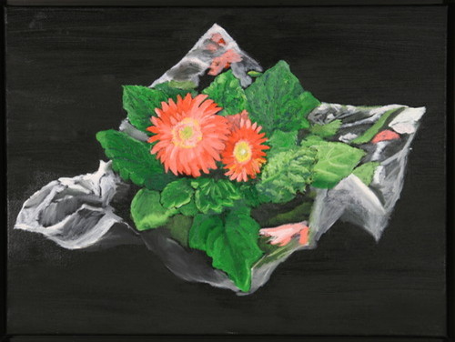 Painting-Oil-Pink Gerbera Plant