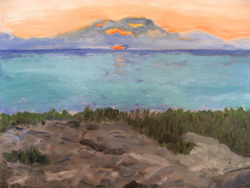 Painting-Oil-Sunrise over Lava Rocks