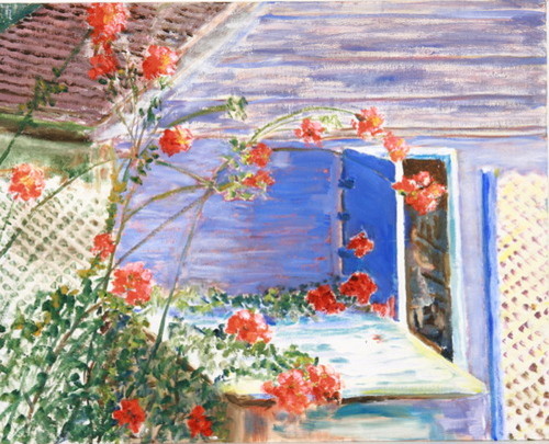 Painting-Oil-Neighbor's Roses