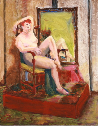 Painting-Oil-Woman and Mirror