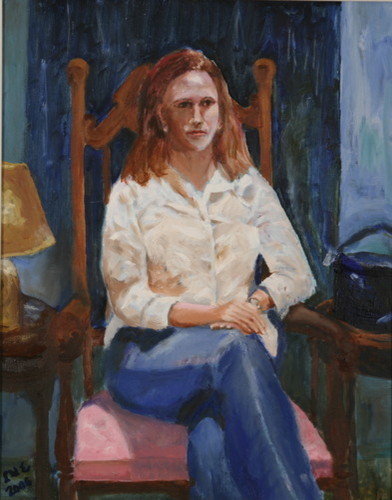 Painting-Oil-Woman with Blue Purse
