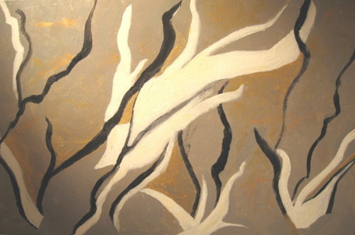 Painting-Acrylic-Rhapsody in Grey and Gold