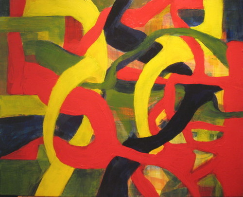 Painting-Acrylic-Red Bold Intricacies