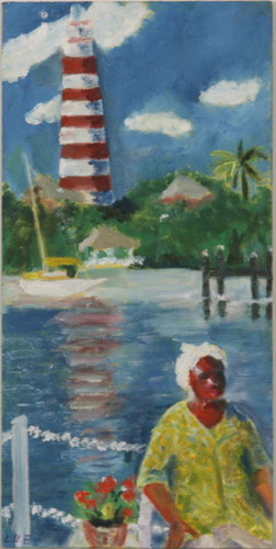 Painting-Oil-Woman and Lighthouse