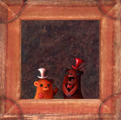Painting-Acrylic-Rodents in Top Hats
