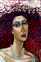 Painting--Acrylic-PortraitWoman in fire detail