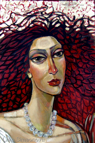 Painting-Portrait-Woman in fire detail