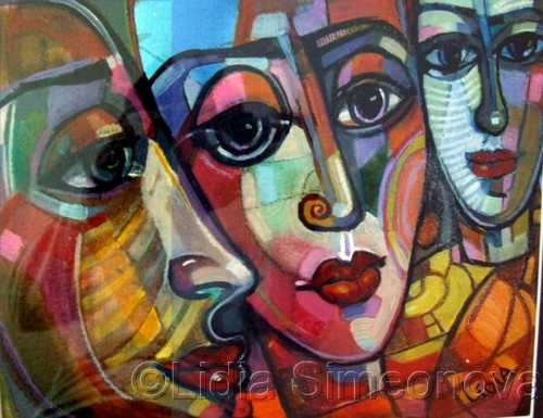 Painting-People are waiting.. the world to change