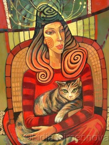 Painting-Maria with cat