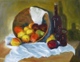 Painting--Oil-ImpressionismFruit Basket with Bottle